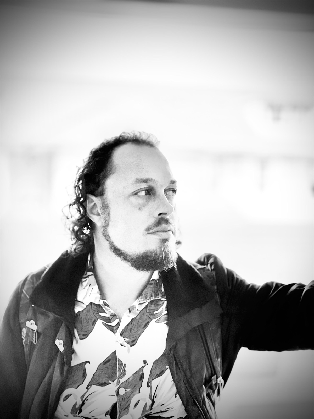 Black-and-white portrait of Django